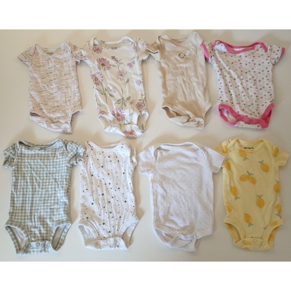 Lot of 8 Newborn Baby 0-3 Month Girl 1 pc Short Long Sleeve Floral Pink‎ White